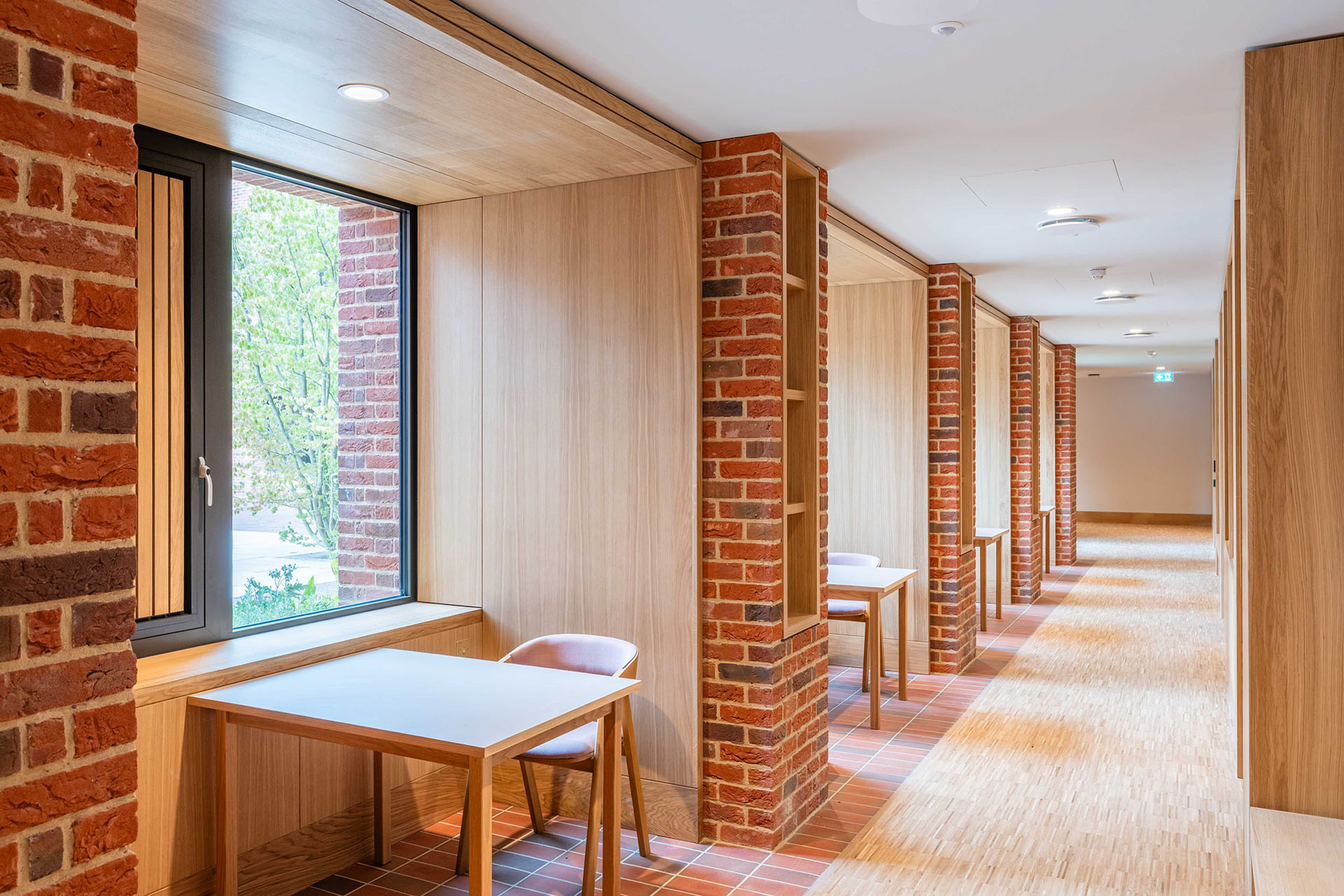 light multi quarry tiles internally at the new Winchester College boarding houses